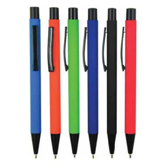 Rubber Finish Metal Ball Pen with Metal Clip for Promotion