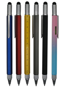 Function Metal Ball Pen with Stylus, Measure Ruler Scales