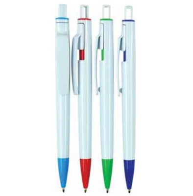Business Supply White Barrel Plastic Ball Pen with Logo