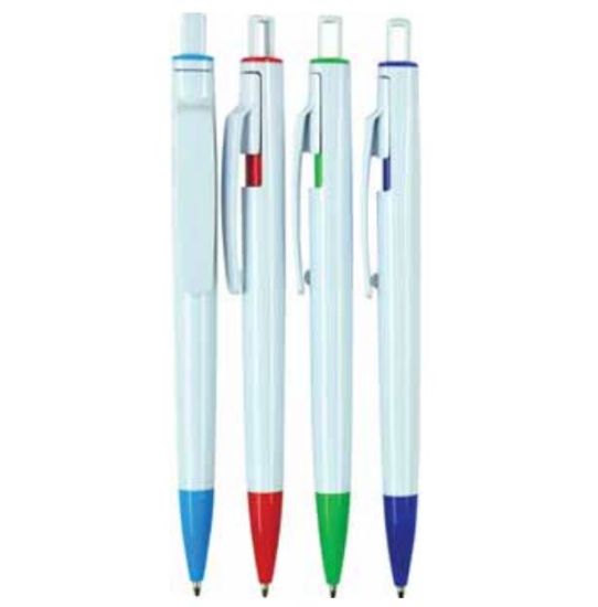 Business Supply White Barrel Plastic Ball Pen with Logo