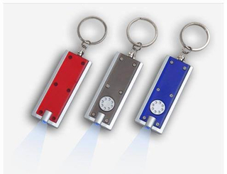 Wholesale Promotion Gift Custom Colorful Logo Printing Popular Simple Light Keychain LED ABS Button Flashlight Key Chain